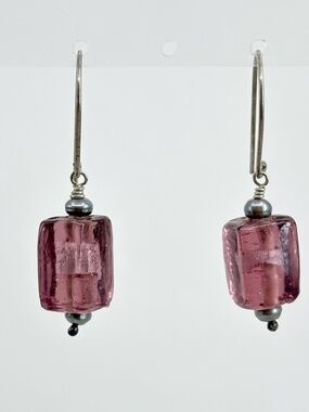 Sterling silver pearl & Venetian foil glass bead earrings - GM941